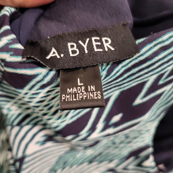 A. Byer Sleeveless Midi Dress Womens Size Large Geometric Flowy‎ Sheer Lined - Picture 3 of 6